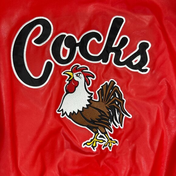 NWT Steve & Barry’s University Sportswear Varsity Jacket XXL Red/ Ivory "Cocks" - Picture 15 of 15